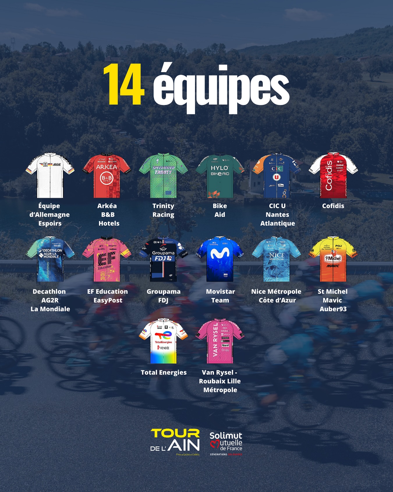 Liste des engagés du Tour de l'Ain (2.1, UCI Europe Tour)