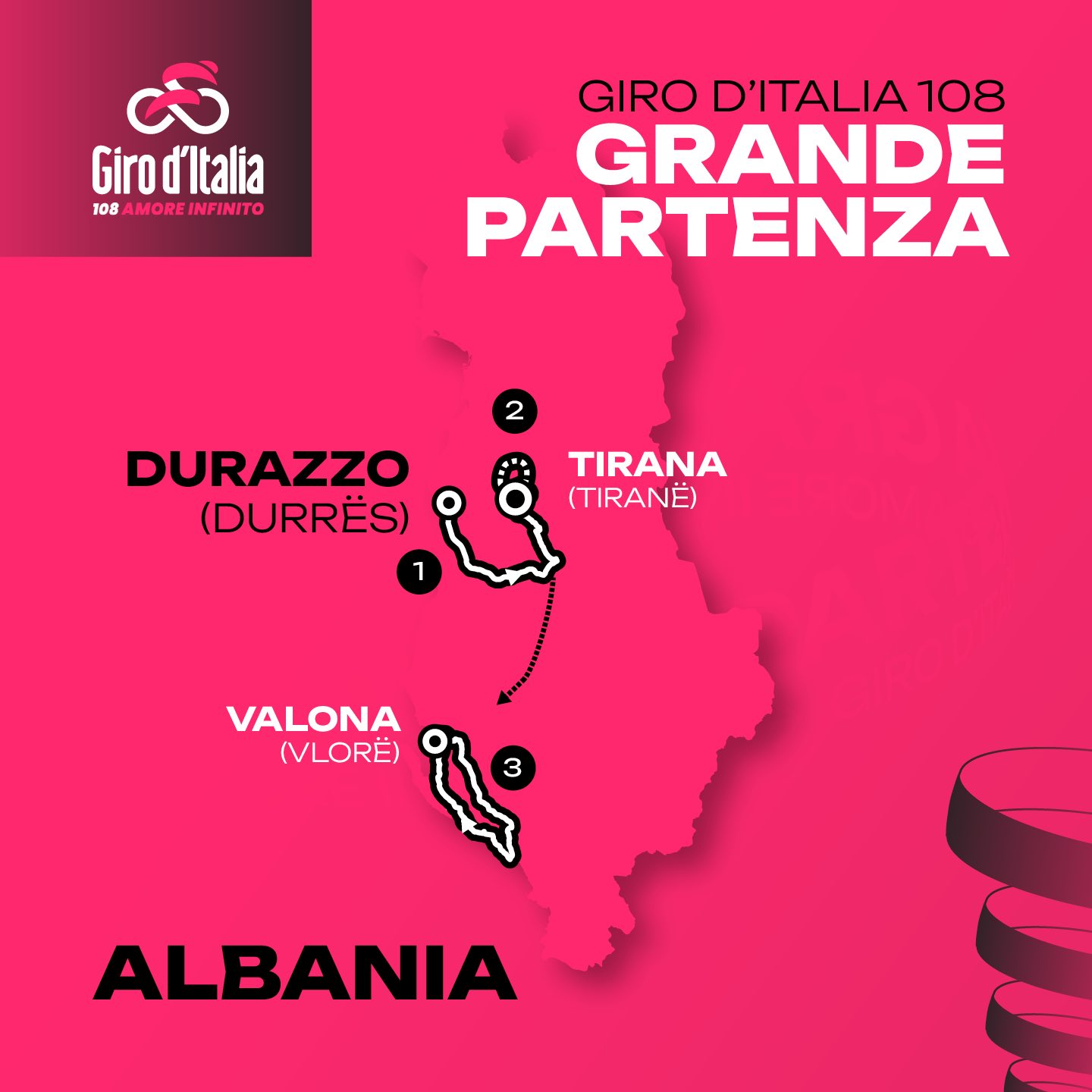 Le Tour d'Italie 2025 s'élancera bien d'Albanie.