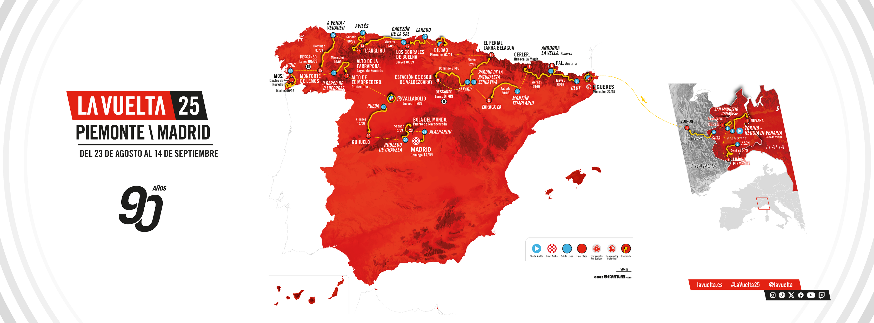 Parcours du Tour d'Espagne - Vuelta 2025.